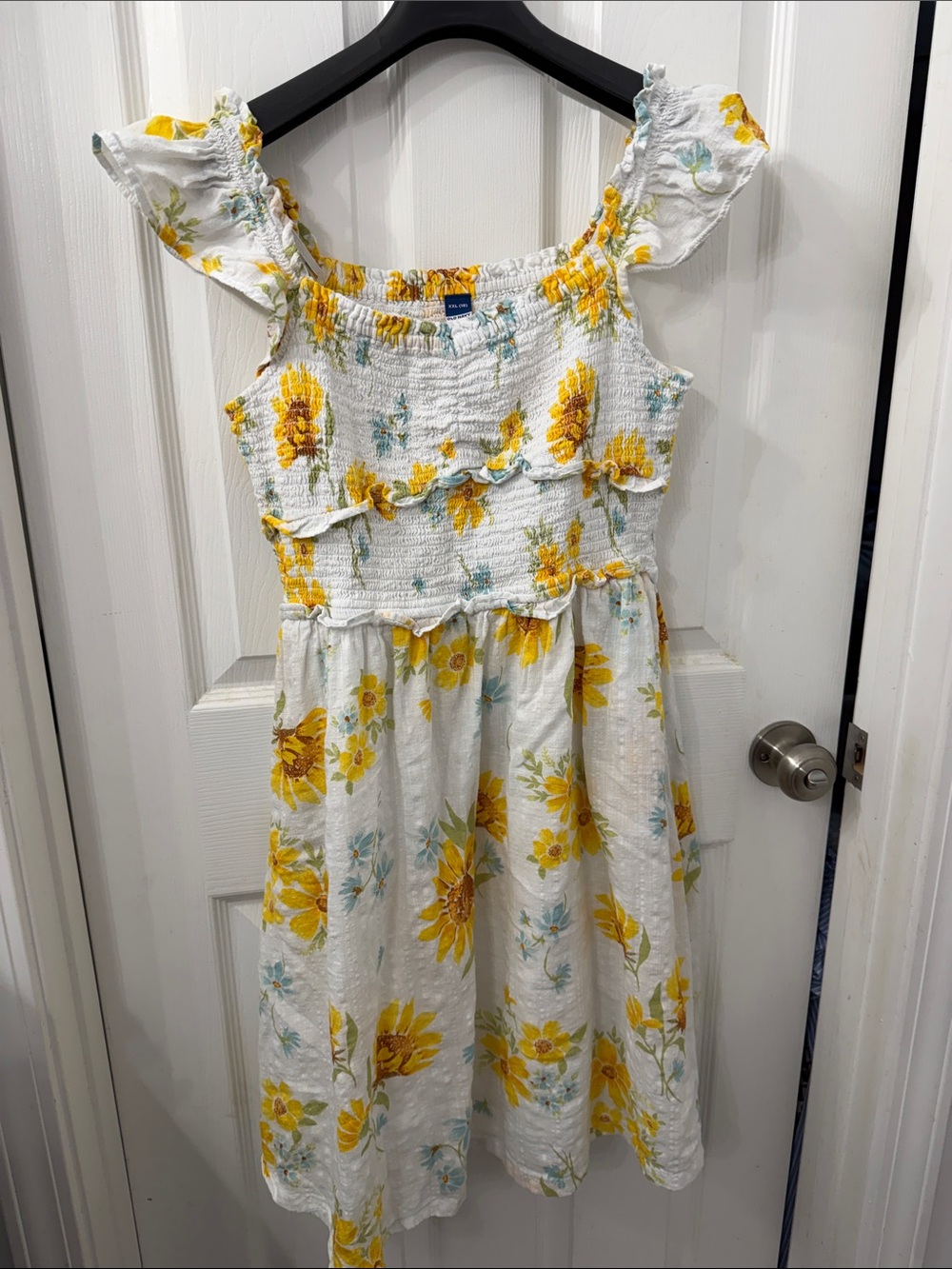 Old Navy White Dress with Yellow Sunflower Print